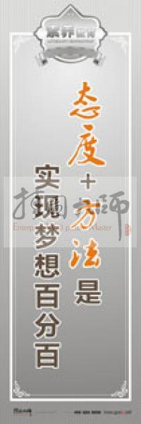 教師職業(yè)素養(yǎng)標(biāo)語 教師辦公室標(biāo)語 學(xué)校教師標(biāo)語 態(tài)度+方法是實現(xiàn)夢想的百分百 